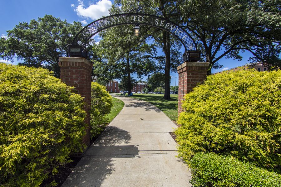 Gateway to Service arch on WAU campus