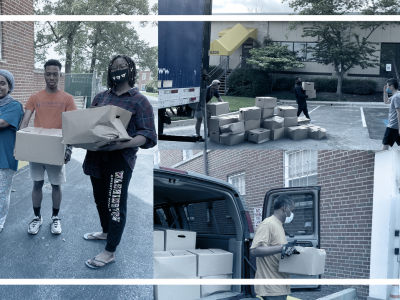 Student Volunteers with Donations
